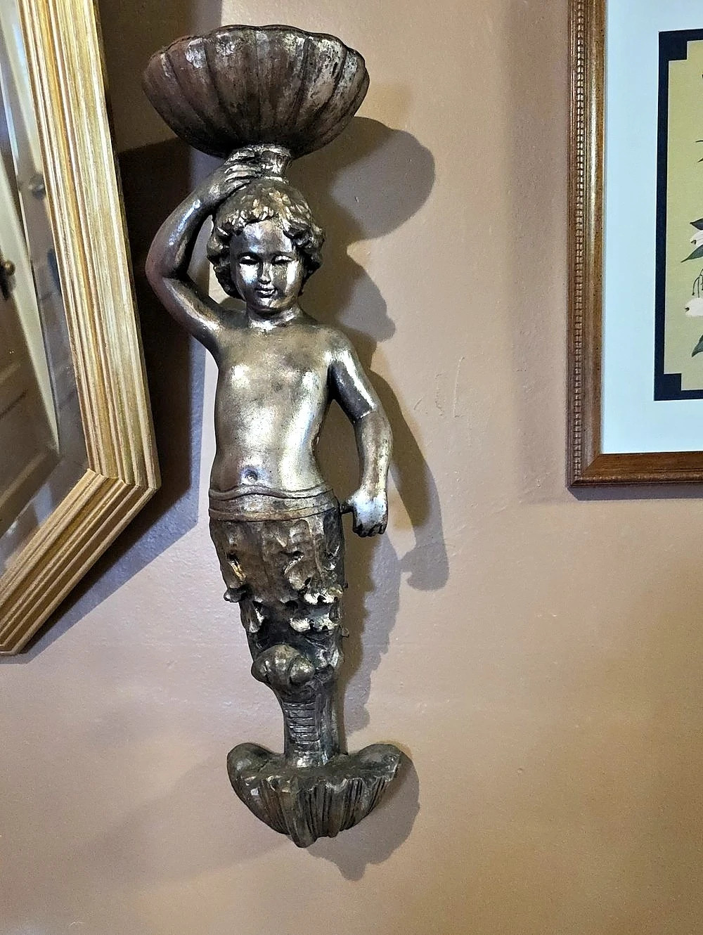 Figural Wall-Mounted Sculpture Brown & Gold
